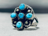 Brilliant Vintage Native American Navajo Morenci Turquoise Sterling Silver Ring-Nativo Arts
