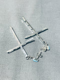Beautiful Native American Zuni Blue Gem Turquoise Sterling Silver Earrings-Nativo Arts