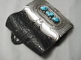 Huge Detailed Vintage Native American Navajo Turquoise Sterling Silver Mountain Ketoh Bracelet-Nativo Arts