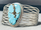 Water Stream Cuff Native American Navajo Red Mountain Turquoise Sterling Silver Bracelet-Nativo Arts