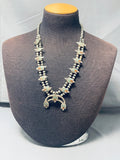 Sensational Vintage Native American Navajo Turquoise Sterling Silver Squash Blossom Necklace-Nativo Arts