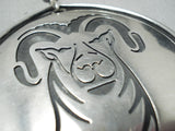 Important Vintage Native American Hopi Gary Elsie Yoyokie Sterling Silver Ram Necklace-Nativo Arts