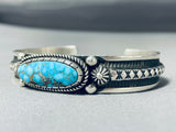 Important Al Jake Native American Navajo High Grade Turquoise Sterling Silver Bracelet-Nativo Arts