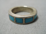 Thicker Vintage Navajo Turquoise Inlay Sterling Silver Native American Ring-Nativo Arts