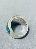 One Of The Most Unique Inlay Vintage Native American Navajo Turquoise Sterling Silver Ring-Nativo Arts