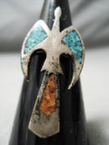 Eye-catching Vintage Native American Navajo Turquoise Sterling Silver Ring Old-Nativo Arts
