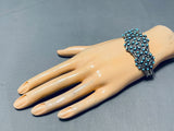 Gorgeous Vintage Native American Zuni Turquoise Snake Eyes Sterling Silver Bracelet-Nativo Arts