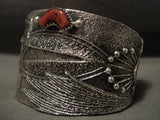 115 Gram Navajo 'Maiden Cuff' Sterling Native American Jewelry Silver Tufa Coral Bracelet-Nativo Arts