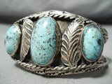 Prime Vintage Native American Navajo Rare Turquoise Sterling Silver Bracelet-Nativo Arts