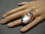 Tremendous Men's Native American Navajo Turquoise Inlay Sterling Silver Ring-Nativo Arts