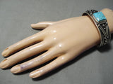 Sensational Vintage Native American Navajo Albert Jake Turquoise Sterling Silver Bracelet-Nativo Arts