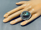 Amazing Vintage Native American Navajo #8 Turquoise Mine Sterling Silver Ring-Nativo Arts
