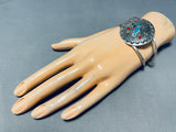 Hand Carved Bluejay Vintage Native American Zuni Turquoise Sterling Silver Bracelet-Nativo Arts