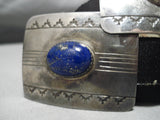 Important Vintage Native American Navajo Sidney Nez Lapis Sterling Silver Concho Belt Old-Nativo Arts