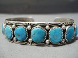 Exceptional Vintage Native American Navajo Blue Gem Turquoise Sterling Silver Bracelet Old-Nativo Arts
