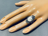Fabulous Native American Navajo White Buffalo Turquoise Sterling Silver Ring-Nativo Arts