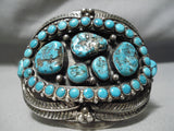 Best Vintage Native American Navajo Snake Eyes Turquoise Sterling Silver Leaf Bracelet Old-Nativo Arts