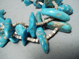 Beautiful Vintage Native American Navajo Blue Gem Kingman Turquoise Necklace-Nativo Arts