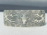 Elevated Detail Vintage Native American Navajo Eagle Sterling Silver Hand Carved Bracelet-Nativo Arts