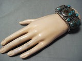 One Of Best Ever Huge Bisbee Turquoise Vintage Native American Navajo Sterling Silver Bracelet-Nativo Arts