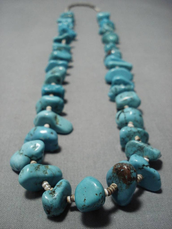 118 Grams!! Vintage Navajo Turquoise Nugget Heshi Native American Necklace Old-Nativo Arts