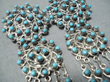 Snake Eyes Vintage Native American Zuni Blue Gem Turquoise Sterling Silver Earrings-Nativo Arts
