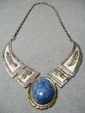 Marvelous Vintage Native American Navajo Denim Lapis Sterling Silver Necklace-Nativo Arts