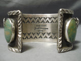 Huge Heavy Buffalo Green Turquoise Native American Sterling Silver Bracelet-Nativo Arts