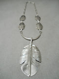 Feather Genius Hand Carved Navajo Sterling Silver Native American Necklace-Nativo Arts