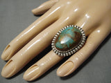 Native American Important Vintage Santo Domingo Tony Aguilar Sr Turquoise Sterling Silver Ring-Nativo Arts