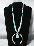Completely Hand Tooled Sterling Silver Vintage Native American Navajo Turquoise Necklace-Nativo Arts