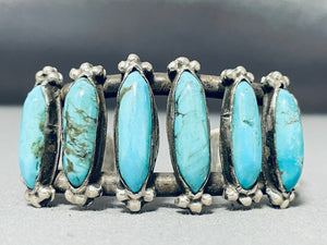 One Of The Most Unique Vintage Native American Navajo Bisbee Turquoise Sterling Silver Bracelet-Nativo Arts