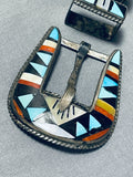 John And Roberta Vintage Native American Zuni Turquoise Sterling Silver Ranger Buckle Set-Nativo Arts