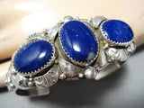 Signed Navajo Native American Lapis Sterling Silver Bracelet-Nativo Arts