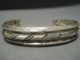 Detailed Vintage Native American Navajo Coiled Sterling Silver Bracelet Old-Nativo Arts