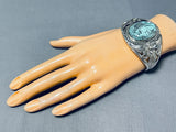 Native American One Of The Most Intricate Ever Hand Carved Turquoise Sterling Silver Bracelet-Nativo Arts
