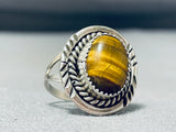 Fascinating Native American Navajo Tigers Eye Sterling Silver Ring-Nativo Arts