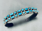 Brilliant Vintage Native American Zuni Blue Gem Turquoise Sterling Silver Bracelet-Nativo Arts