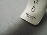 Important Vintage Native American Navajo Hand Tooled Alex Sanchez Sterling Silver Bracelet Old-Nativo Arts