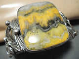 Huge San Felipe Yellow Jasper Heavy Sterling Silver Leaf Bracelet-Nativo Arts