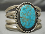 Vivid Rare #8 Turquoise Vintage Native American Navajo Sterling Silver Bracelet-Nativo Arts