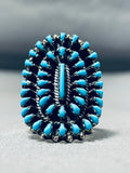 Fabulous Native American Navajo Sleeping Beauty Turquoise Cluster Sterling Silver Large Ring-Nativo Arts