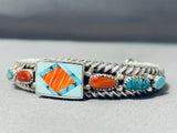 Important Vintage Native American Navajo Ray Tracey Turquoise Sterling Silver Wire Bracelet-Nativo Arts
