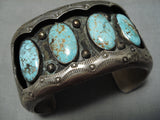 Incredible Vintage Native American Navajo Carico Lake Turquoise Sterling Silver Bracelet Old-Nativo Arts