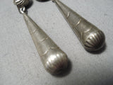 Wonderful Vintage Native American Navajo Hand Tooled Sterling Silver Drop Earrings Old-Nativo Arts