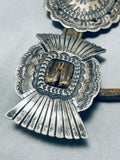 Important Vintage Native American Navajo Hand Tooled 1st Phase Coin Silver Concho Belt-Nativo Arts