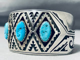 Magnificent Vintage Native American Navajo Sleeping Turquoise Sterling Silver Bracelet-Nativo Arts