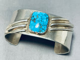 Rare Turquoise Vintage Native American Navajo Red Mountain Turquoise Sterling Silver Bracelet-Nativo Arts