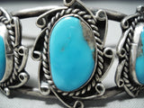Superior Vintage Native American Navajo Bisbee Turquoise Sterling Silver Bracelet Old-Nativo Arts