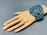Native American Important Very Vintage Navajo Turquoise Sterling Silver Bracelet Old-Nativo Arts